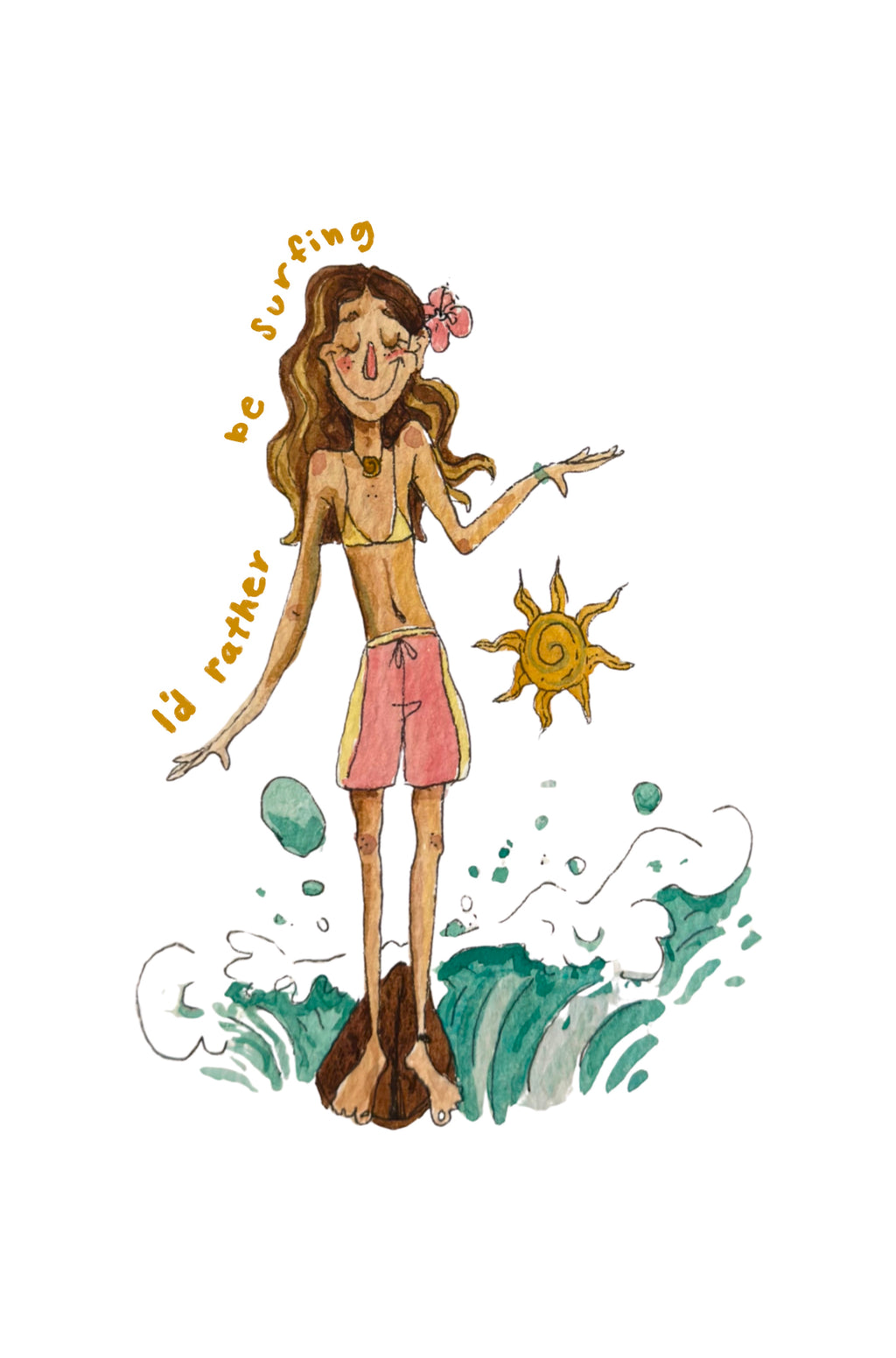 Id Rather Be Surfing Print 8x10